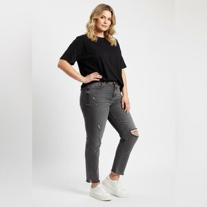 Kensie Vintage Luxe Black and Gray Distressed Skinny Jeans